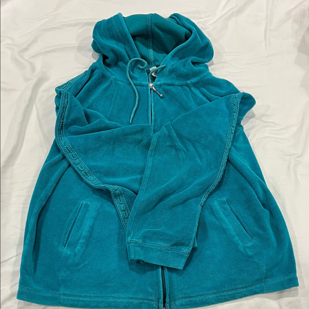 Teal Hooded Zip-Up Jacket